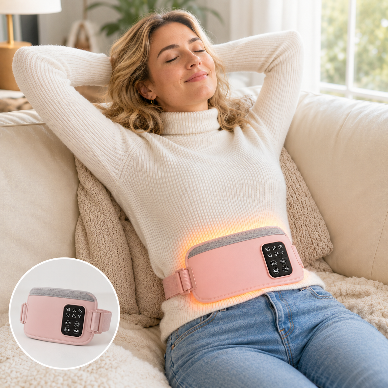Coussin Chauffant Menstruel - Ceinture Chauffante et Massante Sans Fil